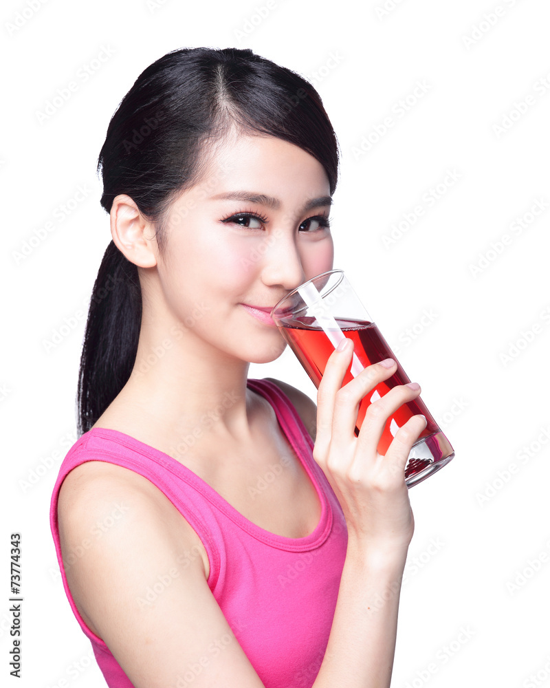 Young happy woman drink juice Young happy woman drink juice