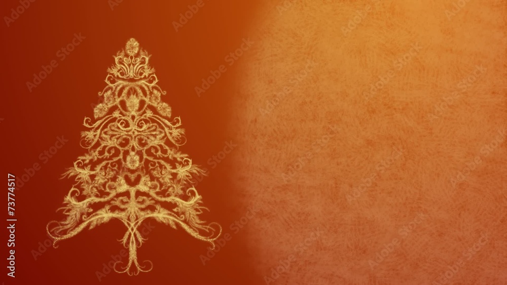 Christmas Tree in festive lights on a orange background Christmas Tree in festive lights on a orange background