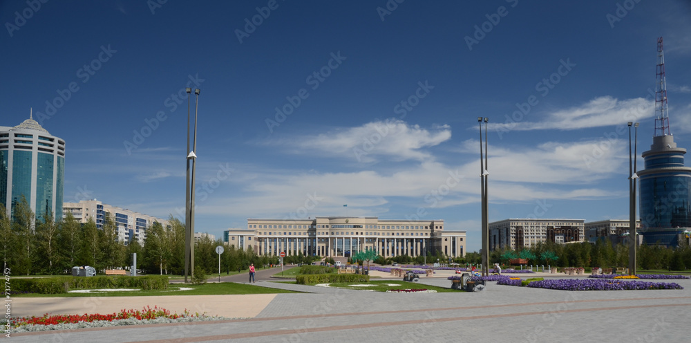 Water Green Boulevard in Astana. symbol of Kazakhstan