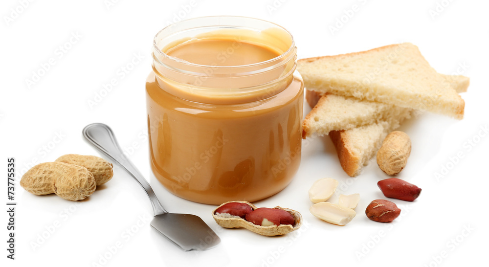 Creamy peanut butter, isolated on white Creamy peanut butter, isolated on white