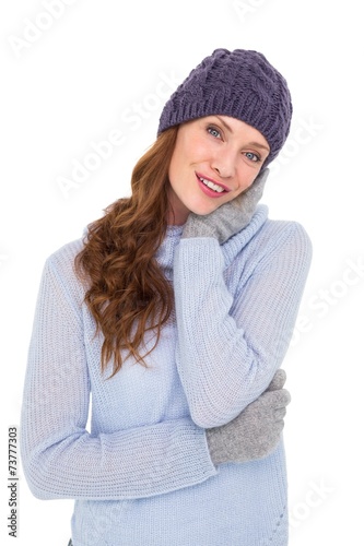 Pretty redhead in warm clothing