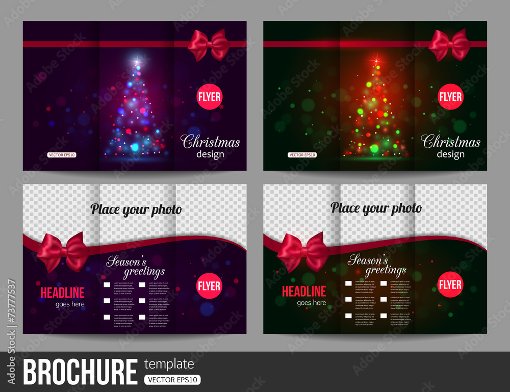 Christmas brochure templates. Abstract flyer design with xmas