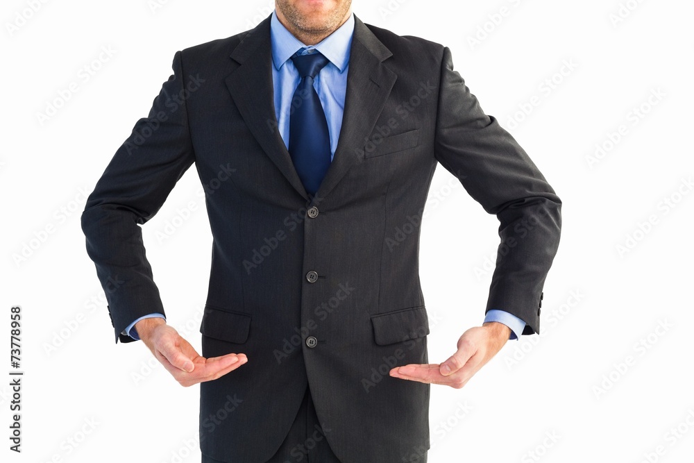 Businessman holding something with his hands Businessman holding something with his hands