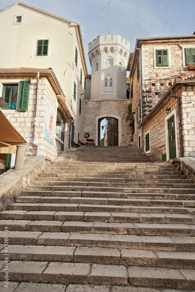 the historic center of Herceg Novi, Montenegro