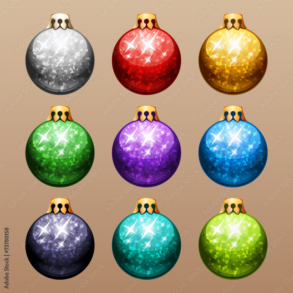 Set of Christmas Balls with Glitter Set of Christmas Balls with Glitter