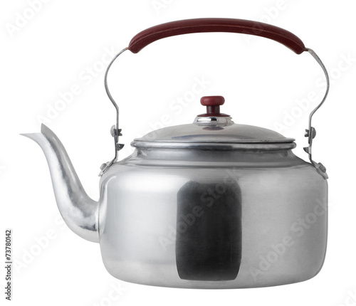 aluminum kettle isolated on white photo