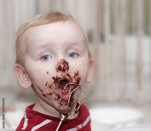 chocolate on face