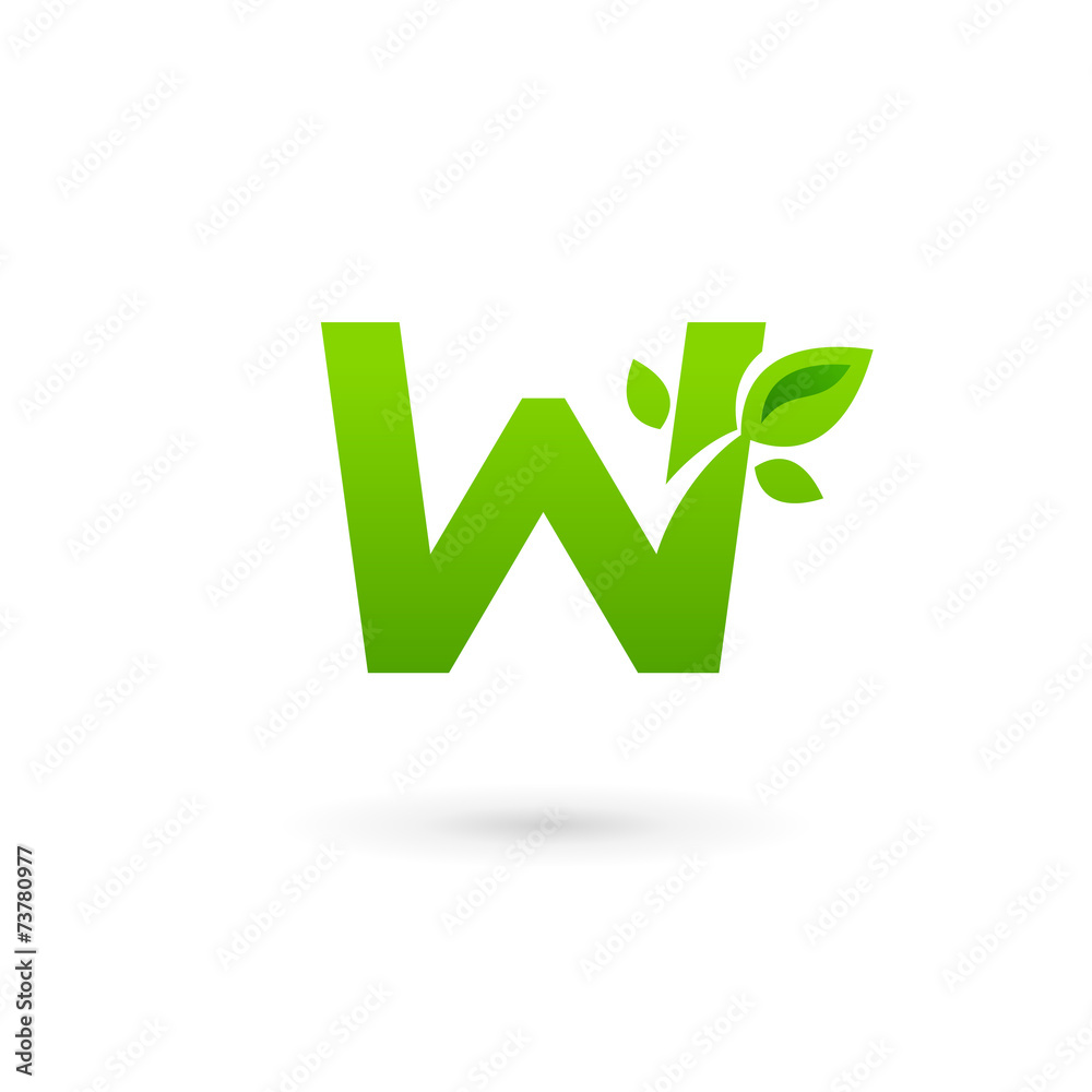 Letter W eco leaves logo icon design template elements Letter W eco leaves logo icon design template elements