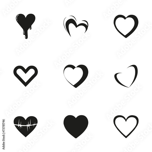 Vector hearts icons set