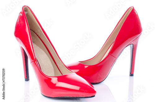 Red shoes with high heels