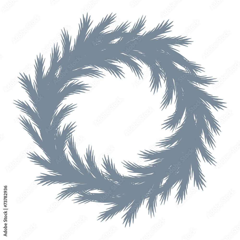 Obraz premium Christmas tree wreath silhouette.