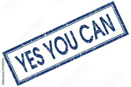 yes you can blue square stamp isolated on white background