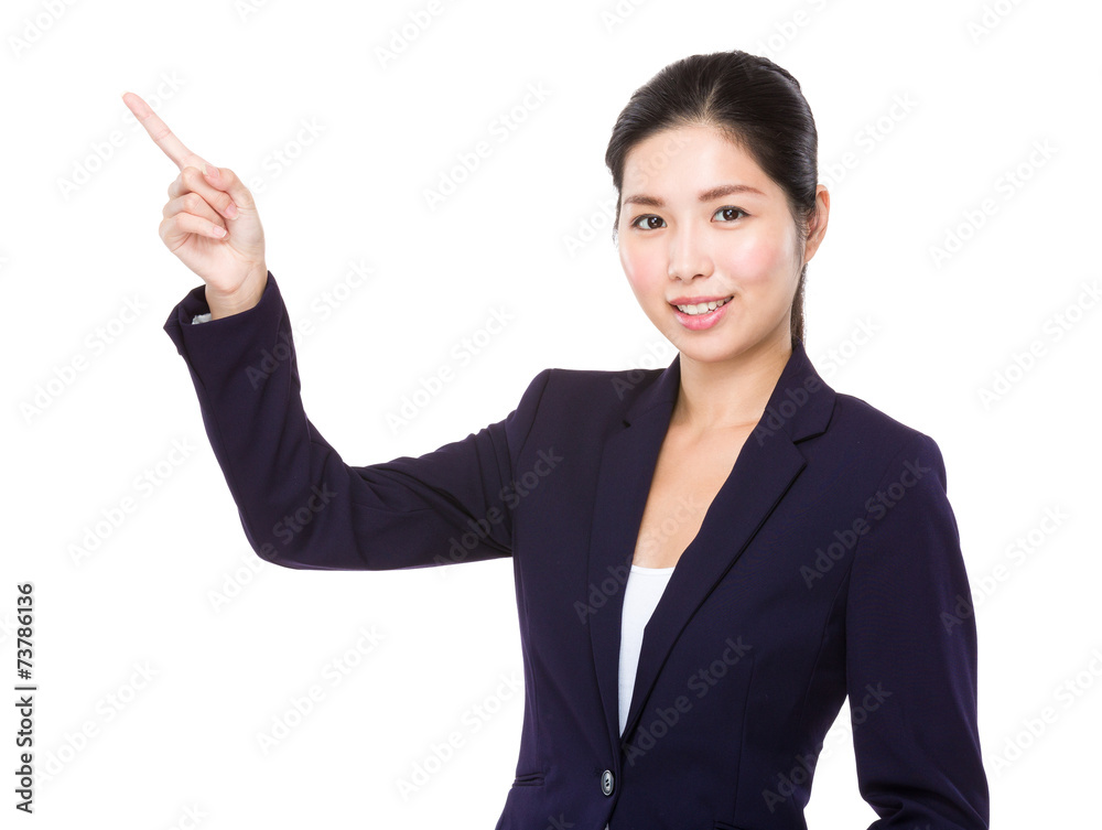 Businesswoman with finger point up Businesswoman with finger point up