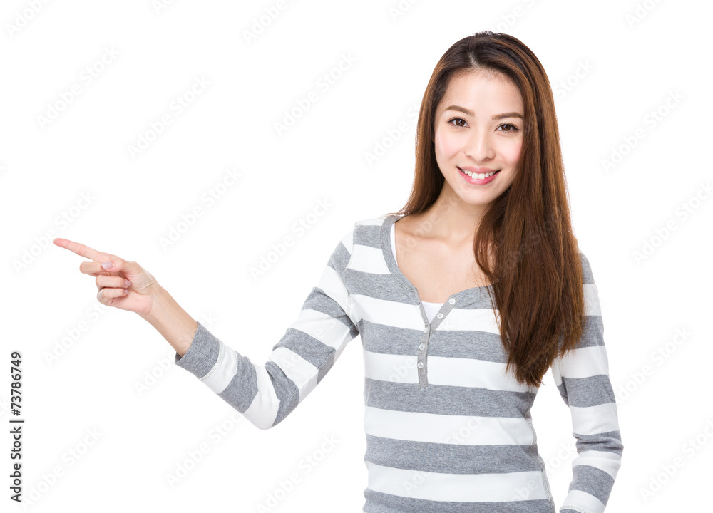 Woman with finger point up Woman with finger point up