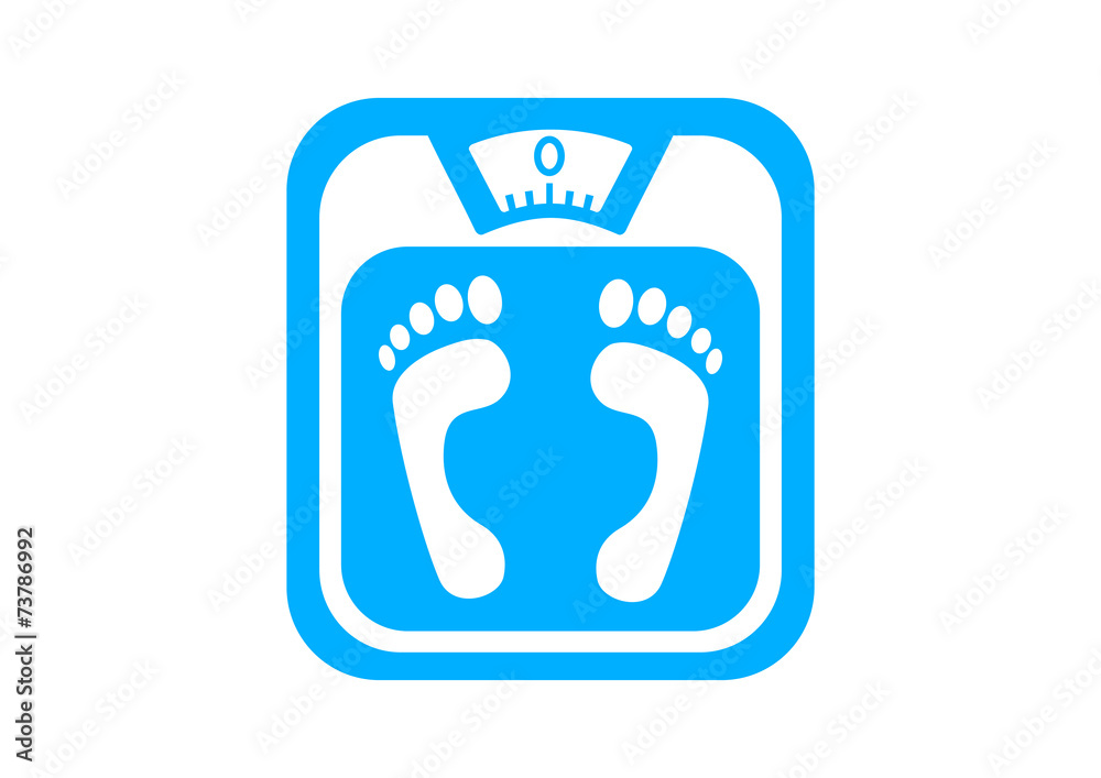 Obraz premium Blue bathroom scale on white background