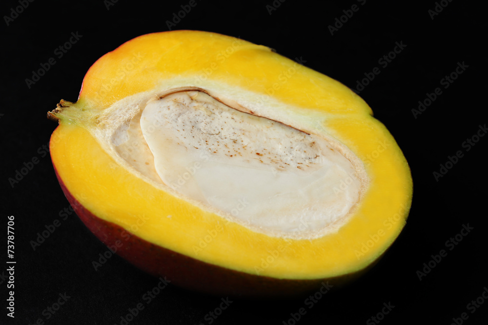Mango on black background