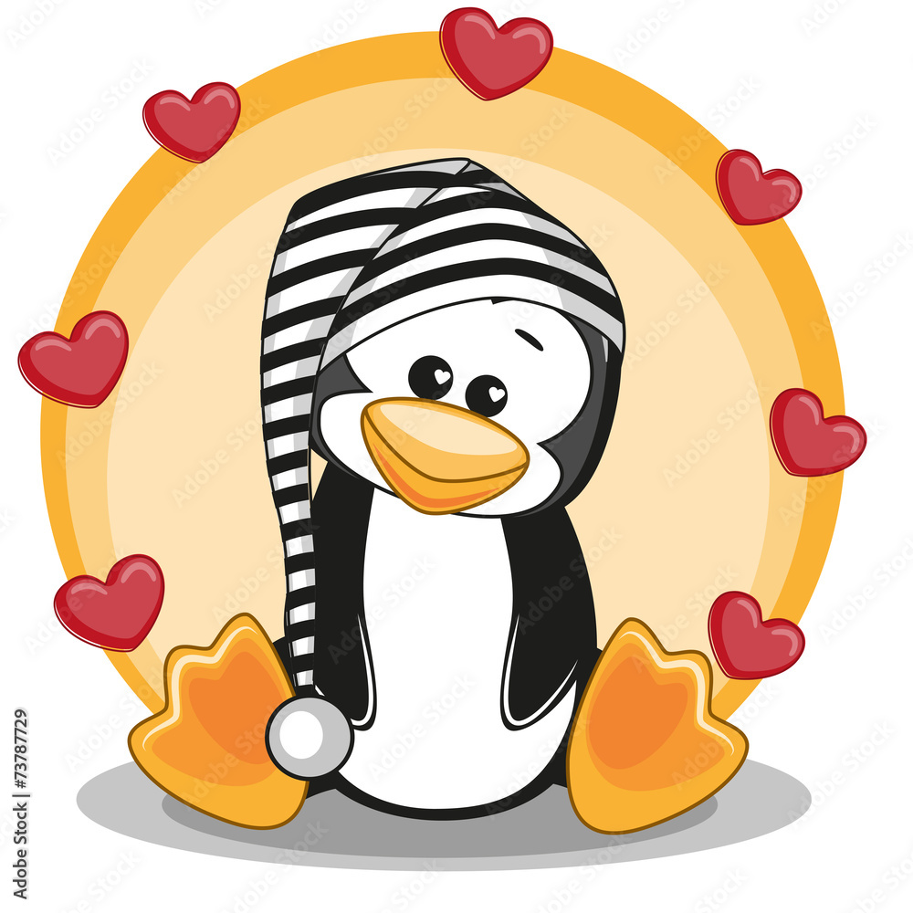 Obraz premium Penguin with hearts