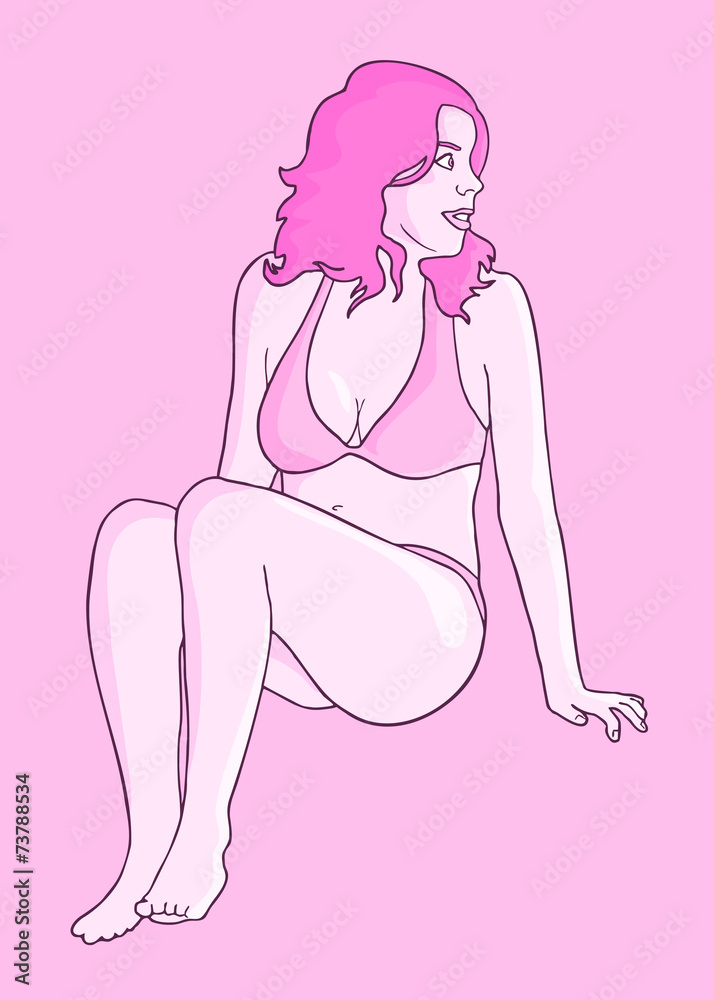 Girl with pink bikini