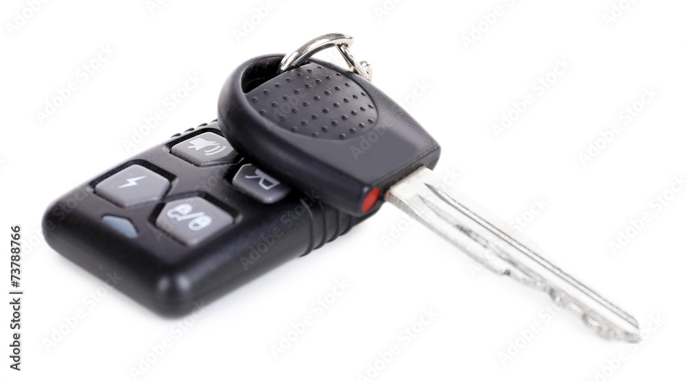 Car key with remote control isolated on white Car key with remote control isolated on white