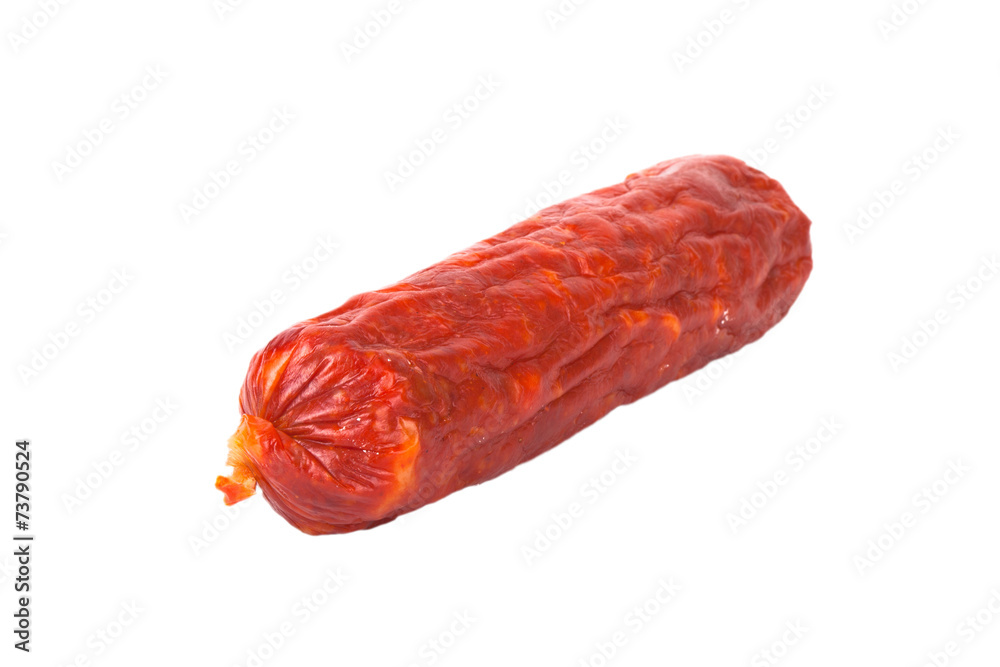 Fresh flavorful sausage isolated on white background Fresh flavorful sausage isolated on white background