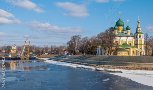 embankment of Uglich with Transfiguration Cathedral
