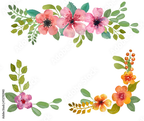 Watercolor floral wreath.