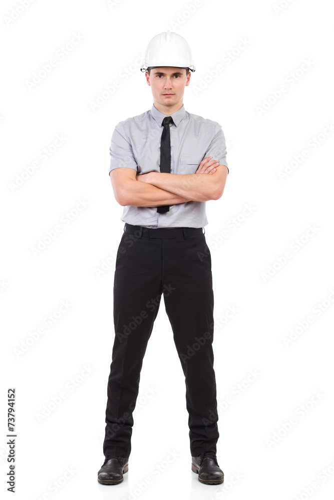Engineer posing with hands in pockets Engineer posing with hands in pockets