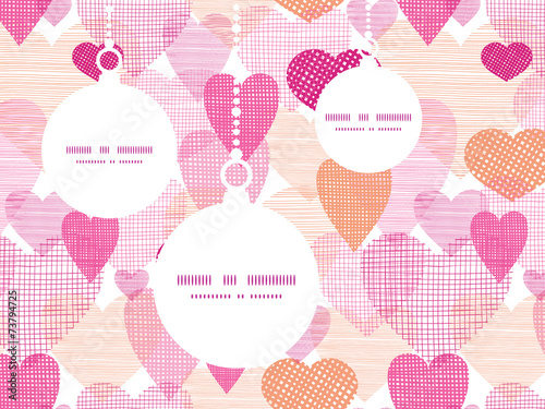 Vector textured fabric hearts heart silhouette pattern frame