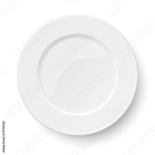 Empty classic white plate isolated on white
