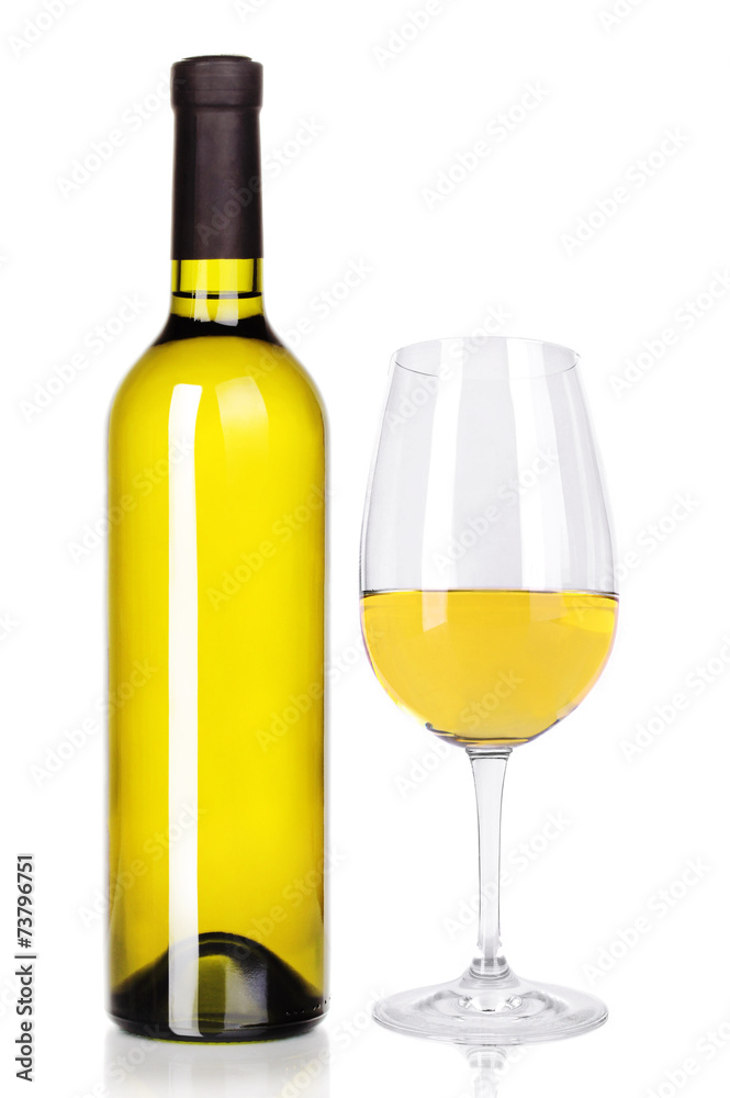 Bottle of great wine and glass isolated on white Bottle of great wine and glass isolated on white