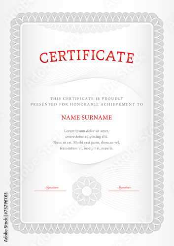 Vector illustration of silver detailed certificate