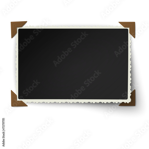 Figured edges photo frame with one not fixed turned up corner