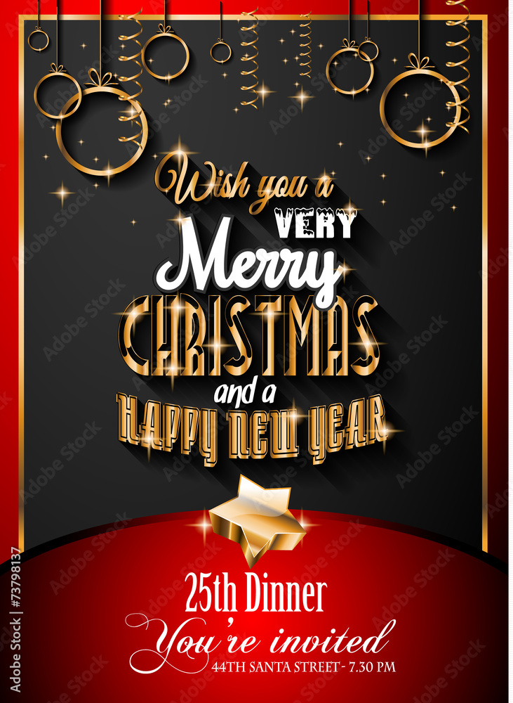 2015 New Year and Happy Christmas background for your flyers - obrazy, fototapety, plakaty 