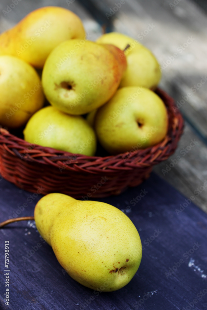 organic pears in basket