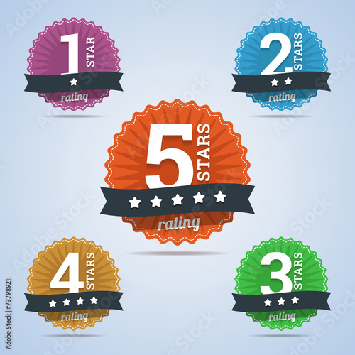 Rating badges from one to five stars
