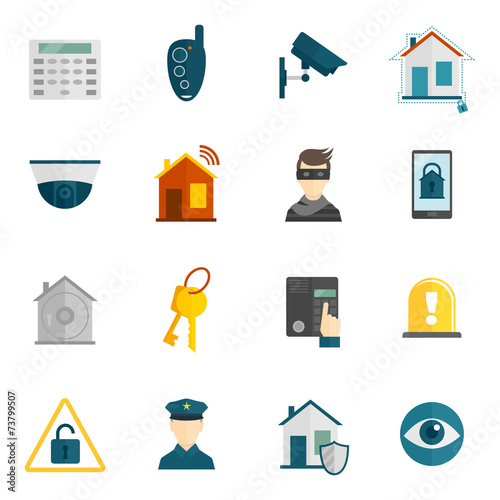 Home security icon flat