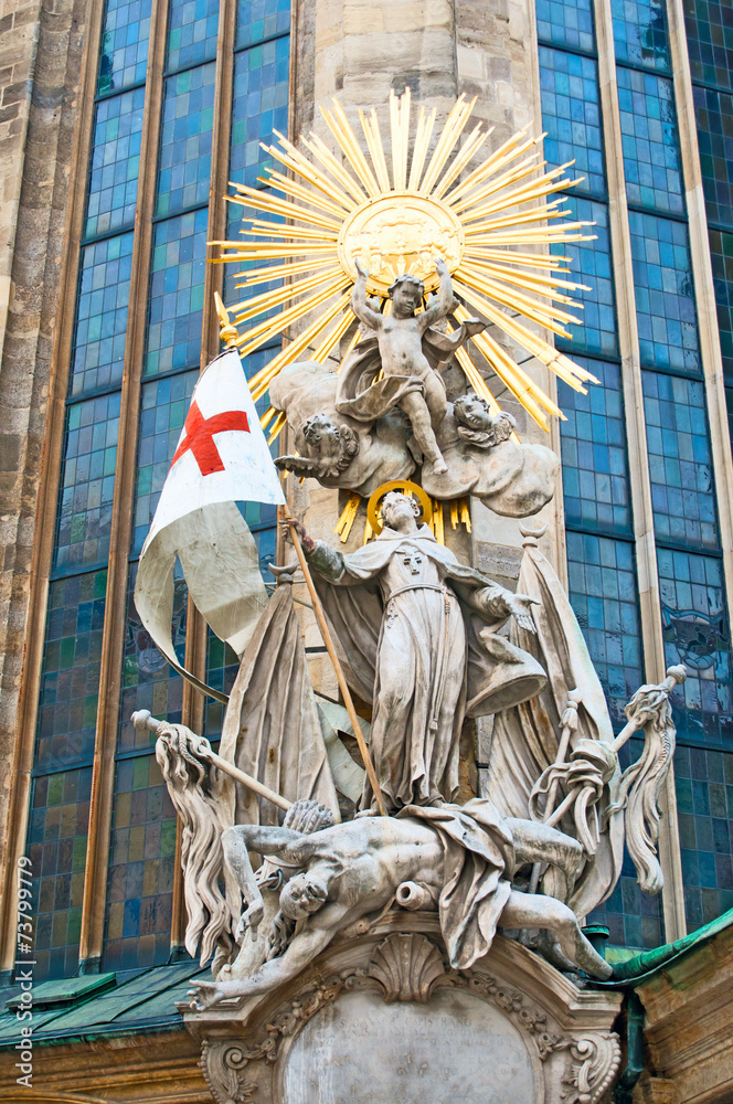 Statue of St. Francis at St. Stephan Cathedral in Vienna
