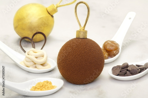 christmas chocolate bauble with some ingredients which is made o