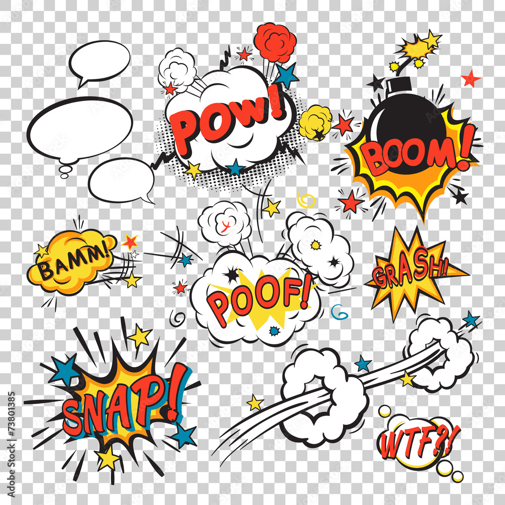 Fototapeta premium Comic boom set