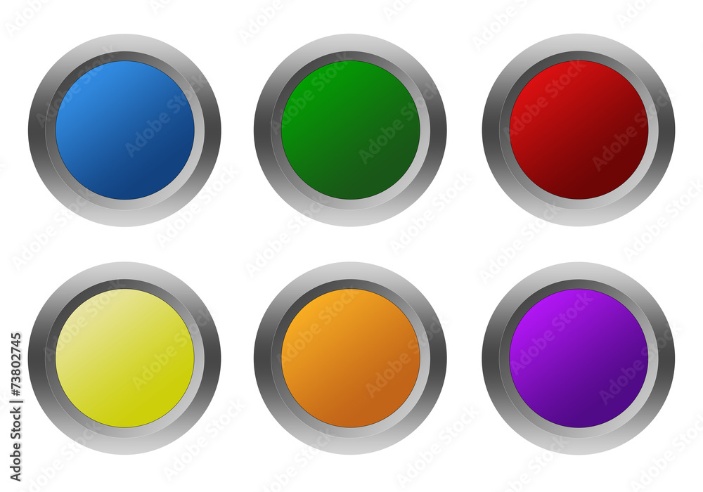 Set of rounded colorful icons in blue, green, red, orange Set of rounded colorful icons in blue, green, red, orange