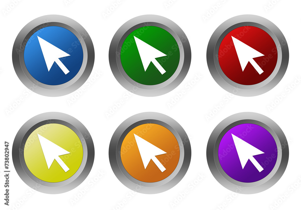 Set of rounded colorful buttons with arrow symbol Set of rounded colorful buttons with arrow symbol