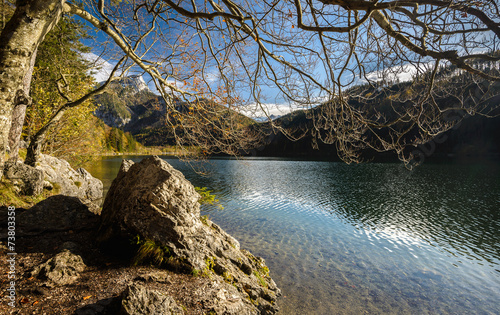 Lake in fall.Leopoldsteiner see,Styria,Austria. photo