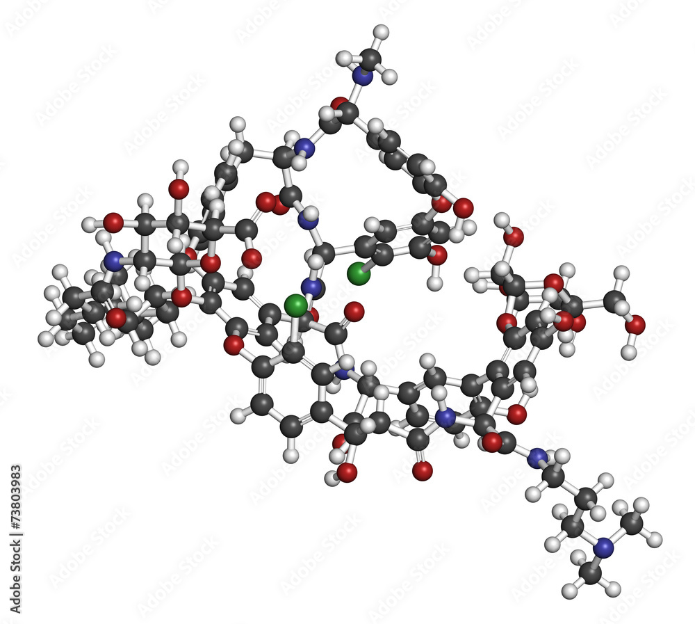 Dalbavancin glycopeptide antibiotic drug molecule. Dalbavancin glycopeptide antibiotic drug molecule.