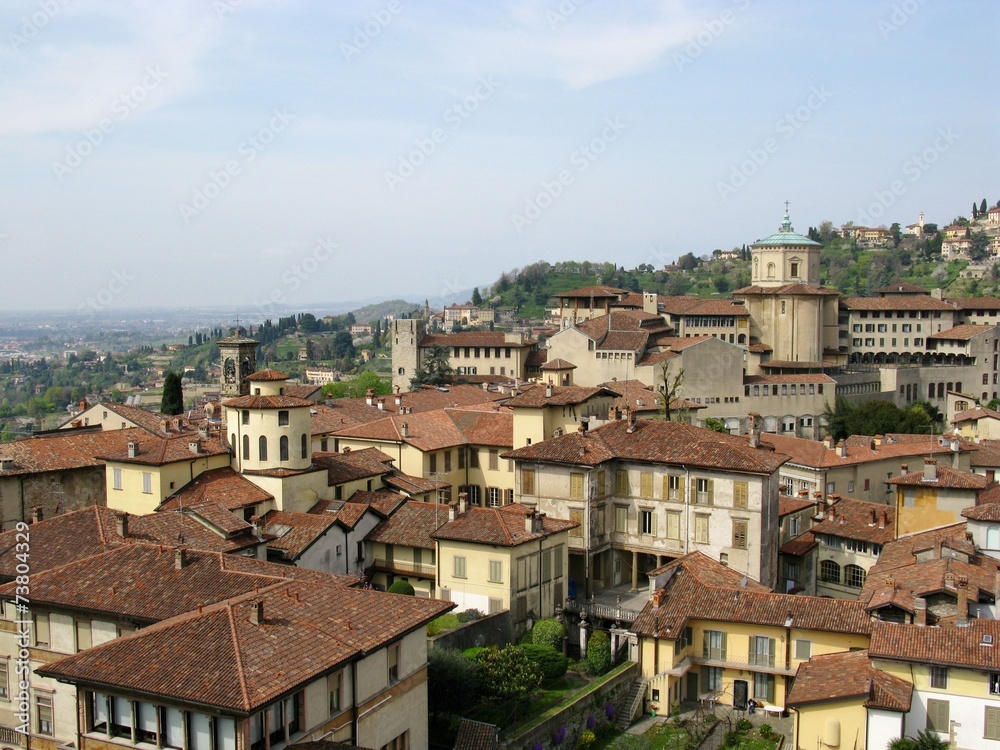 View if the city Bergamo in Italy