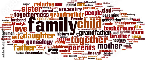 Family word cloud concept. Vector illustration