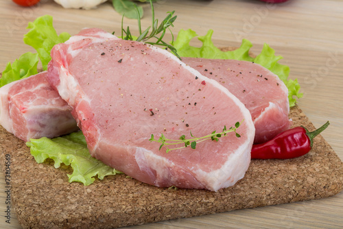 Raw pork steak