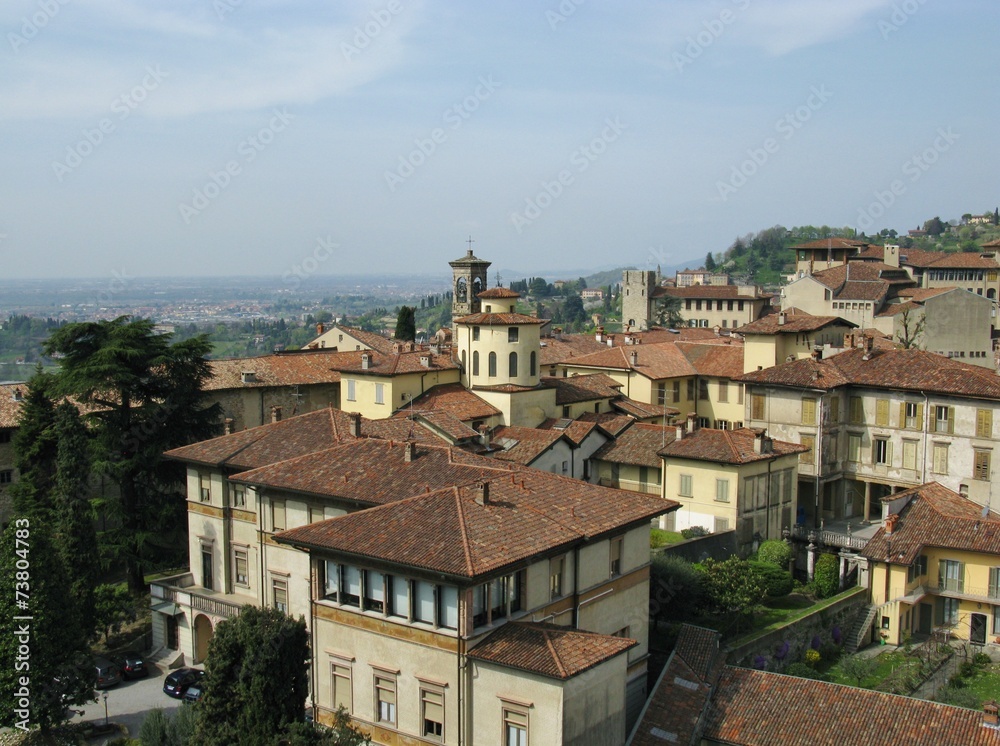 View of the Italian city Bergamo in Italy
