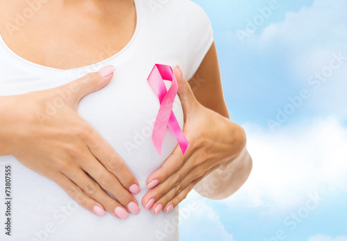 Wallpaper Mural close up of woman with cancer awareness ribbon Torontodigital.ca