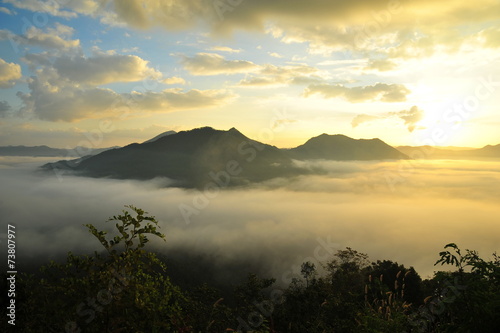 Mountain Landscape Above the Clouds at Sunrise