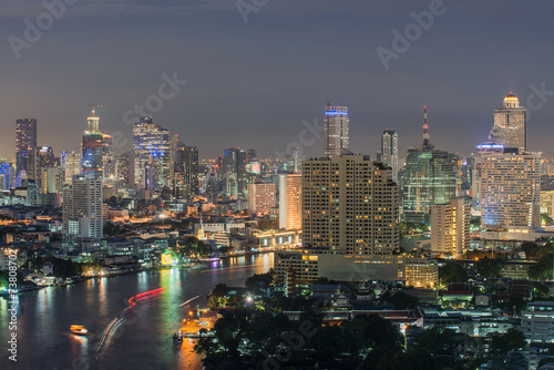 Modern Business Building along the river Bangkok Thailand
